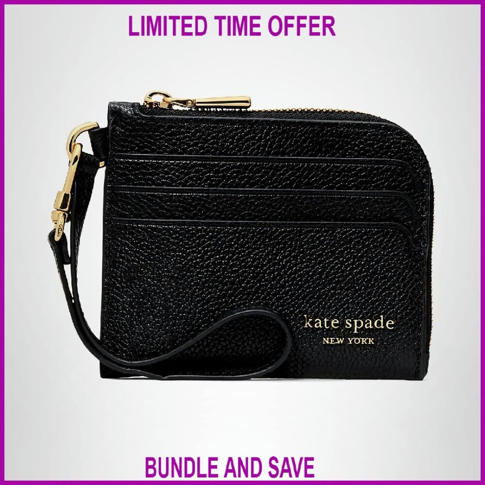 Pebbled Leather Coin Card Case Wristlet With 6 Card Slots